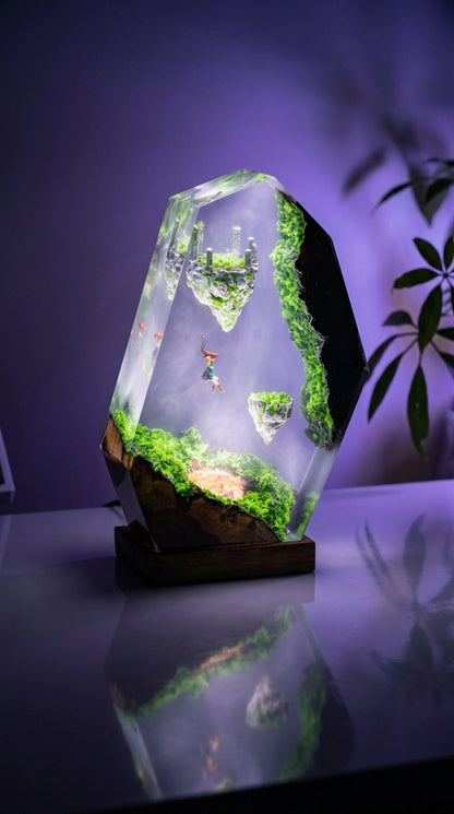 Zelda Sky Islands Resin Art Lamp - Handcrafted by Jisoo 🟢💚✨