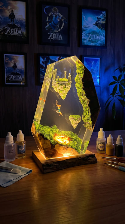 Zelda Sky Islands Resin Art Lamp - Handcrafted by Jisoo 🟢💚✨